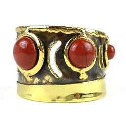 Earth's Core Red Jasper Brass Cuff Handmade and Fair Trade