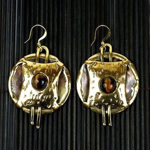 Tigers Eye Strength Earrings Handmade and Fair Trade