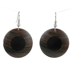 African Ebony and Teak Disk Earrings Handmade and Fair Trade