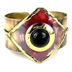 Onyx and Brass Copper Cuff Handmade and Fair Trade
