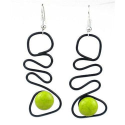 Enameled Wire and Green Glass Bead 