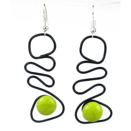 Enameled Wire and Green Glass Bead 