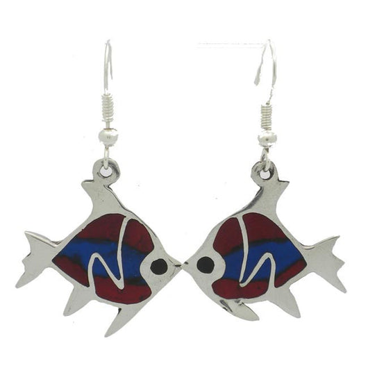 Silver Inlaid Fish Earrings Handmade and Fair Trade