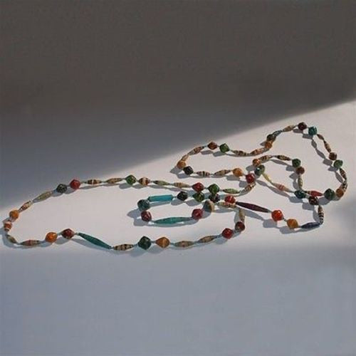 Long Glossy Recycled Paper Necklace - Afrika Pamoja