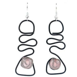 Enameled Wire and Pink Glass Bead 
