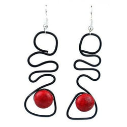 Enameled Wire and Red Glass Bead 