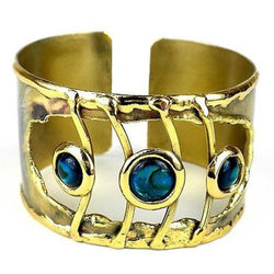 Ripple Effect Paua Shell Brass Cuff Handmade and Fair Trade