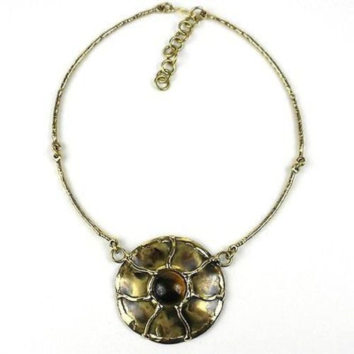 Gold Tiger Eye Sun Necklace Handmade and Fair Trade