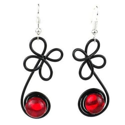 Enameled Wire and Red Glass Bead 