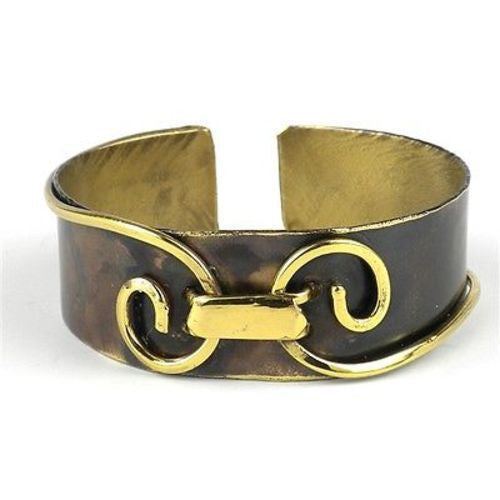 Narrow Connected Spirals Brass Cuff Handmade and Fair Trade