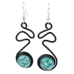 Enameled Wire and Aqua Glass Bead 