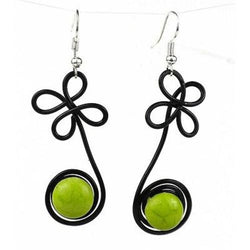 Enameled Wire and Green Glass Bead 