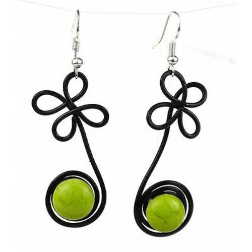 Enameled Wire and Green Glass Bead 