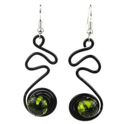 Enameled Wire and Green Glass Bead 