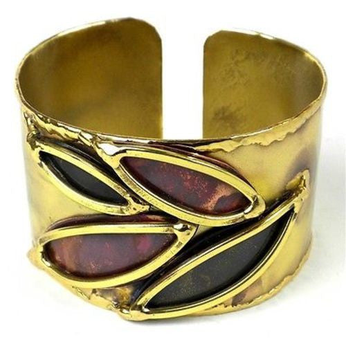 Leaves of Change Brass and Copper Cuff Handmade and Fair Trade