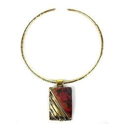 Lines Drawn Brass and Copper Pendant Necklace Handmade and Fair Trade