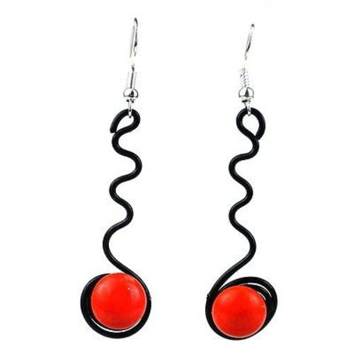 Enameled Wire and Orange Glass Bead 