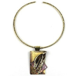 Layered Leaf Copper and Brass Pendant Necklace Handmade and Fair Trade