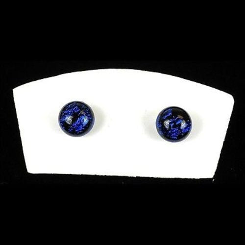 Handmade Medium Dichroic Glass Studs in Indigo Handmade and Fair Trade