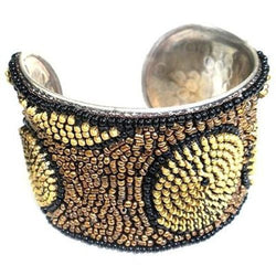 Zipper Beaded Cuff in Gold and Bronze Handmade and Fair Trade