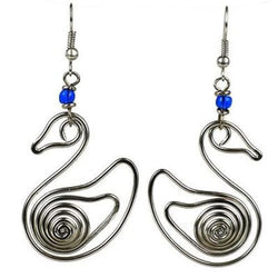 Handmade Silver Plated Wire Duck Earrings Handmade and Fair Trade