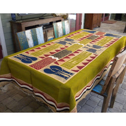 Hand Painted Table Cloth 92 inches by 56 inches Handmade and Fair Trade