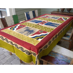 Hand Painted Table Cloth 92 inches by 56 inches Handmade and Fair Trade
