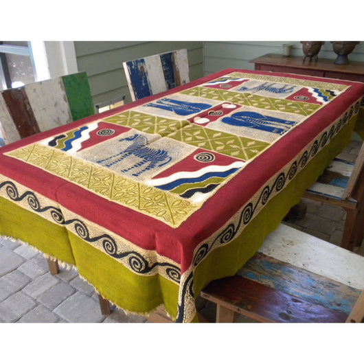 Hand Painted Table Cloth 92 inches by 56 inches Handmade and Fair Trade